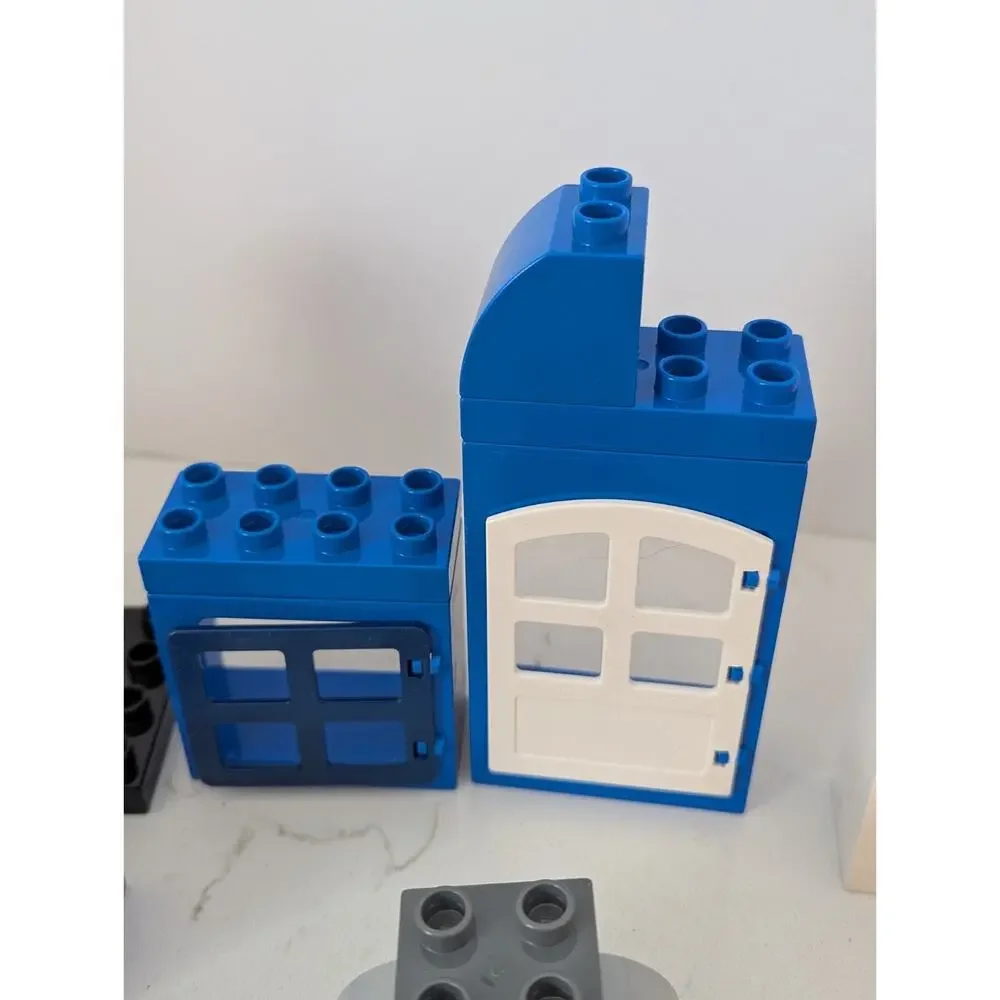Lego Duplo Blocks In Box~ 54 Miscellaneous Pieces Including Figurine~Building